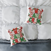 Christmas Candy Cane Crew Square Poly Canvas Pillow