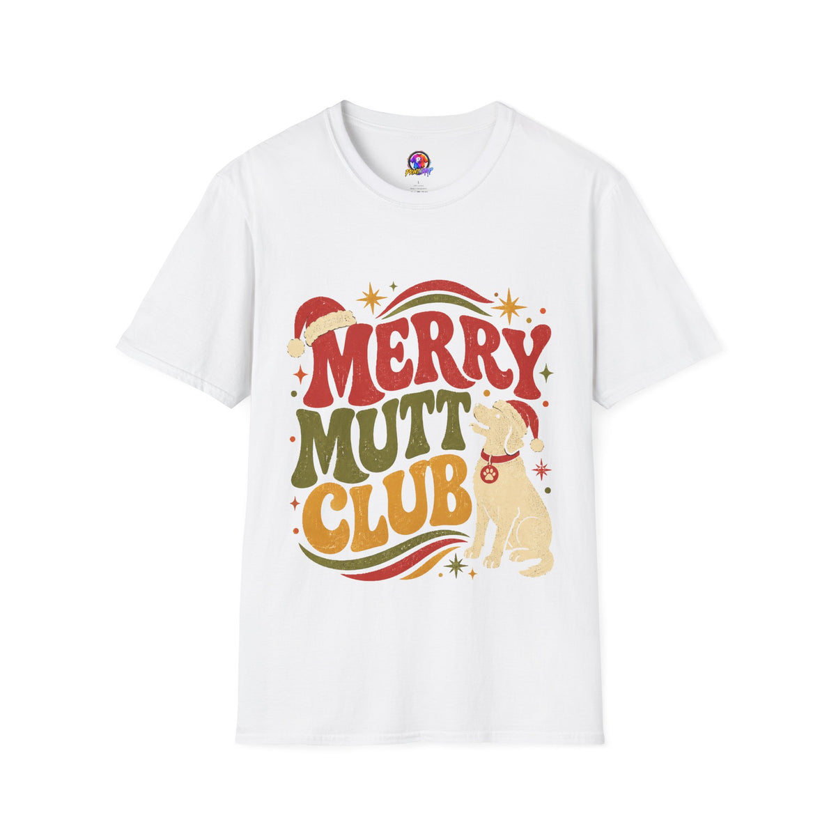 Merry Mutt Club T-Shirt — Retro Christmas Dog Lover Tee