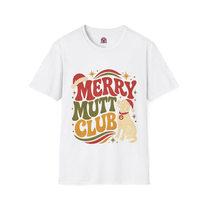 Merry Mutt Club T-Shirt — Retro Christmas Dog Lover Tee
