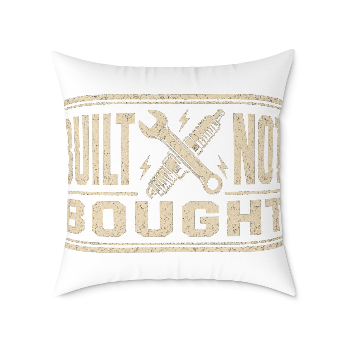Built Not Bought Throw Pillow Milo Bailey Dog Dad Mom— Rustic DIY Mechanic Accent Cushion