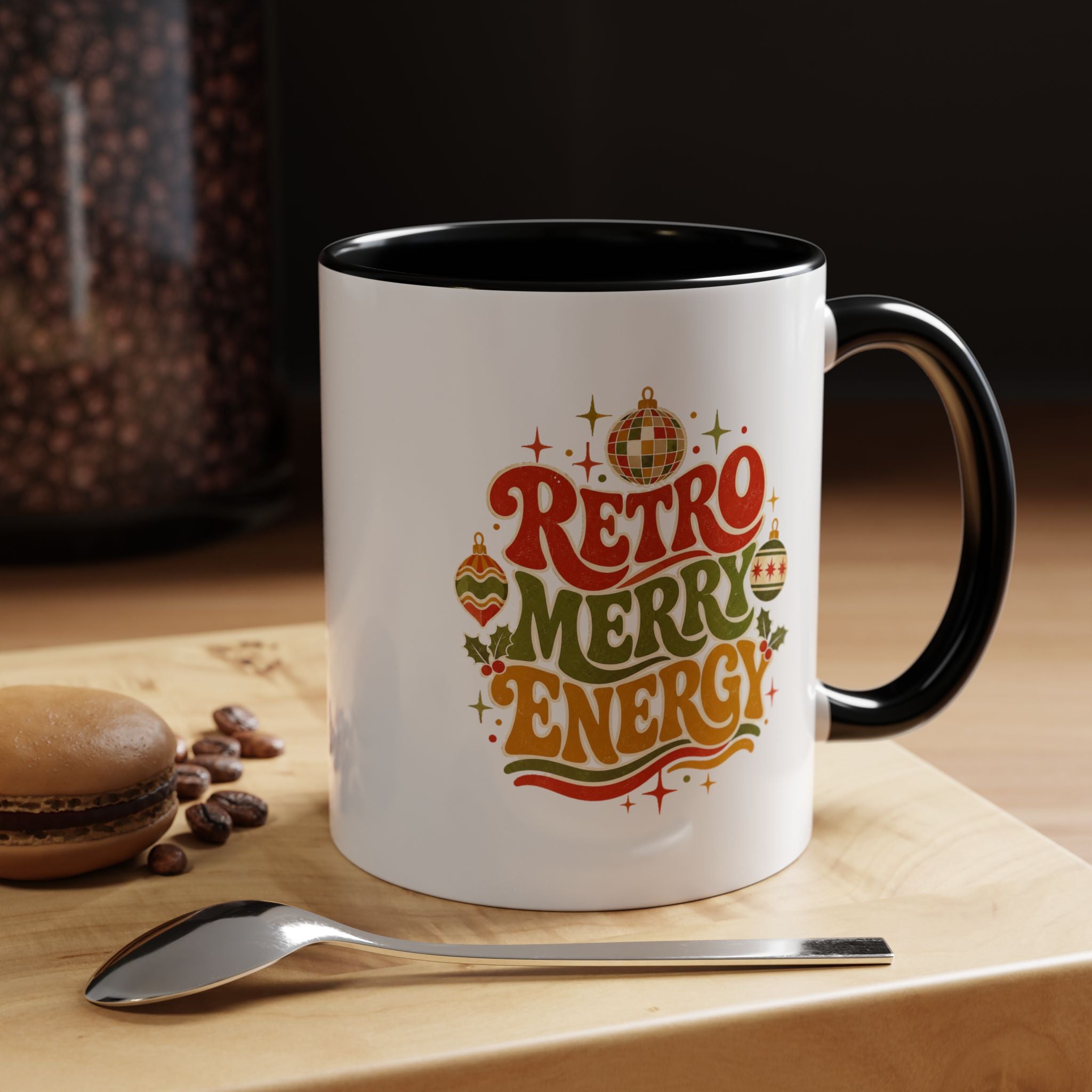 Modern Day Christmas Retro Merry Energy Coffee Mug — Festive 70s Holiday Design