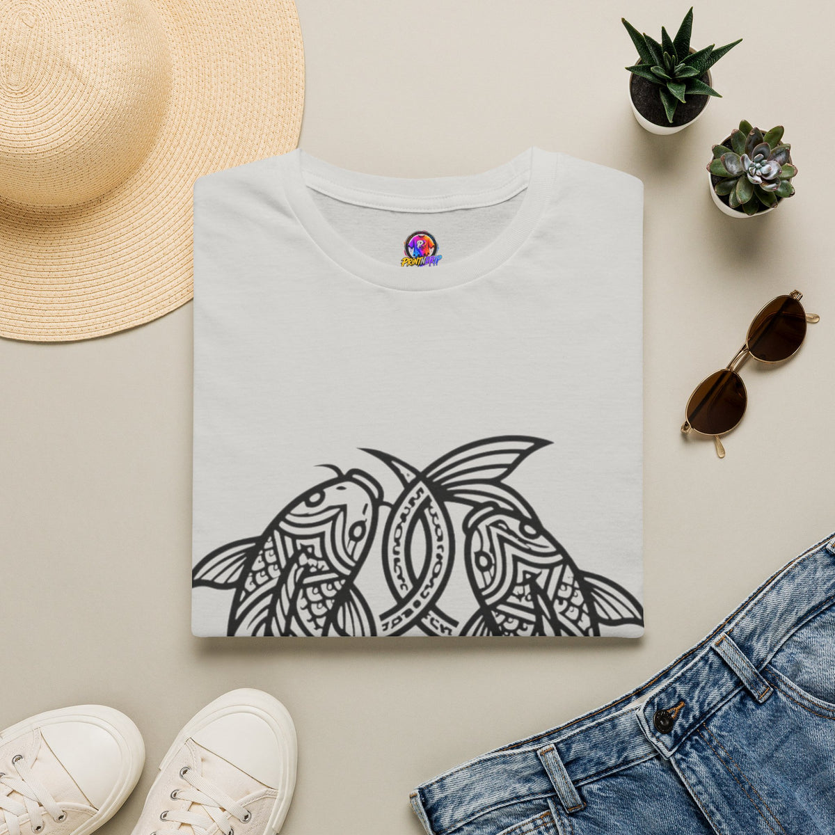 Pisces Zodiac Koi Fish Mandala T-Shirt — Intricate Zen koi Circle Design