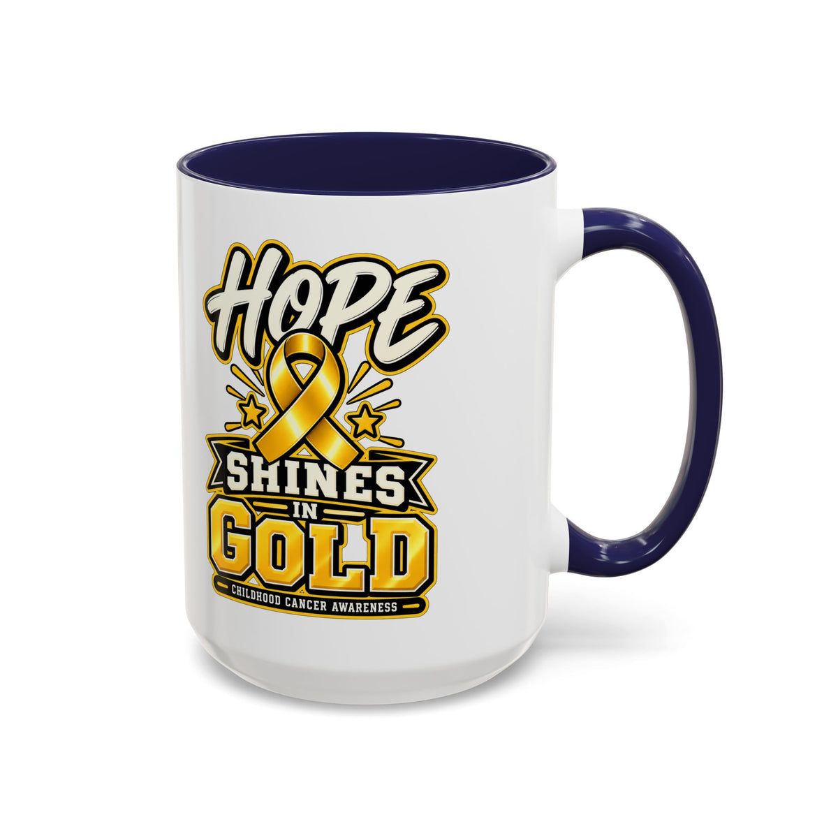 Hope Shines in Gold Coffee Mug — Childhood Cancer Awareness Accent Mug