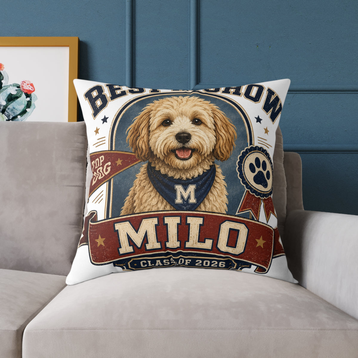 Best in Show Personalized Dog Pillow  Milo Bailey Dog Dad Mom — Milo Name Pet Throw Pillow