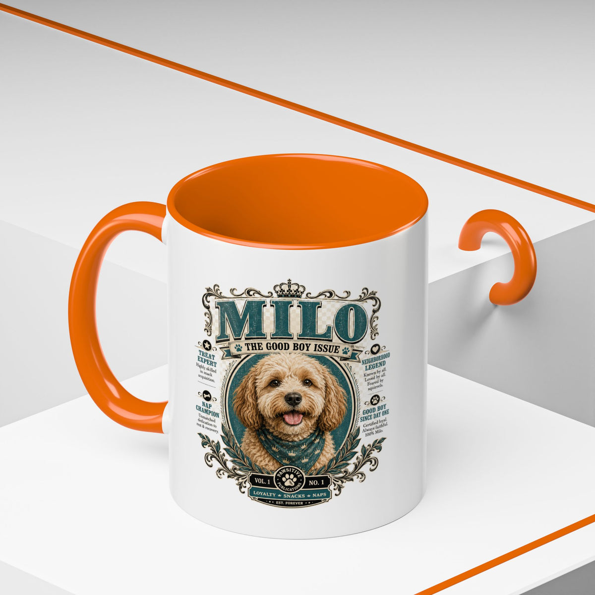 Milo Bailey Dog Dad Mom Milo Dog Portrait Coffee Mug — 'The Good Boy Issue' Accent Mug
