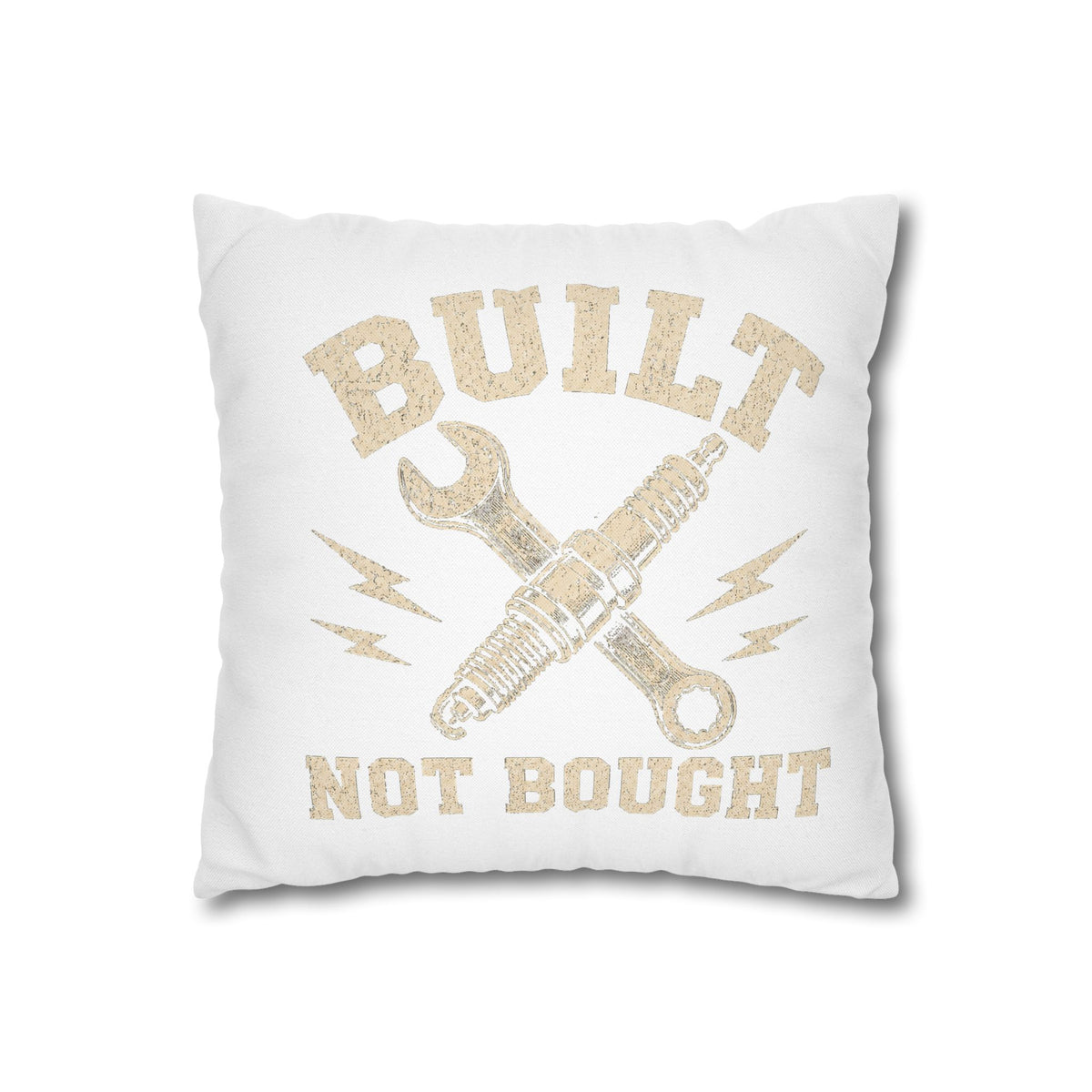 Built Not Bought Decorative Pillowcase Milo Bailey Dog Dad Mom — Rustic Mechanic Tool Accent