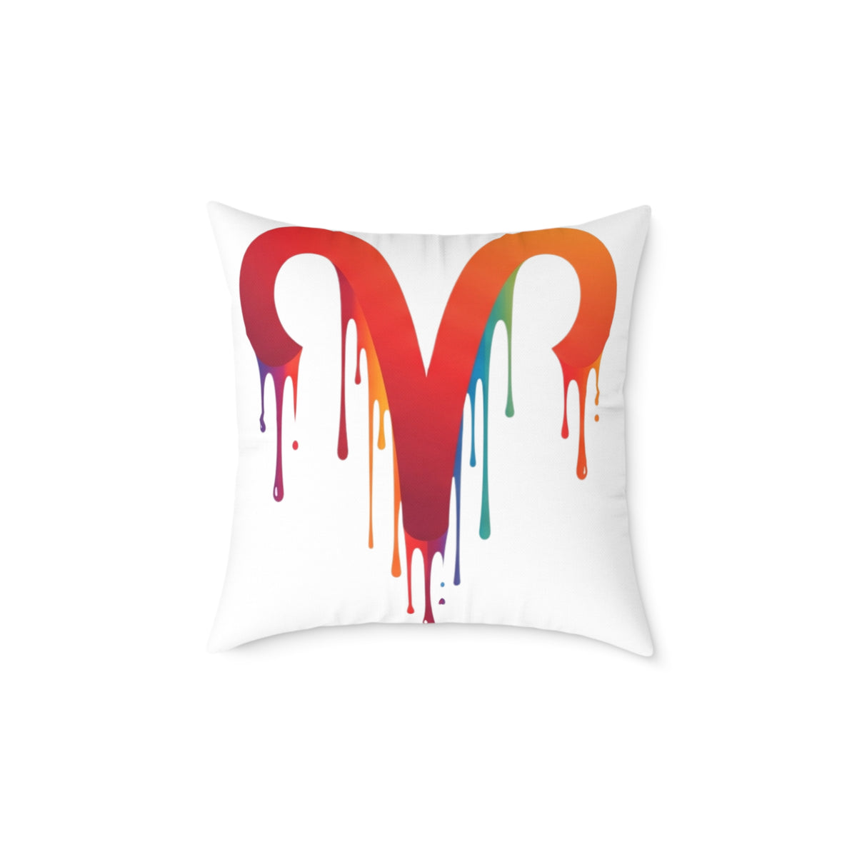 Aries Zodiac Dripping Rainbow Heart Pillow — Colorful Decorative Throw Pillow