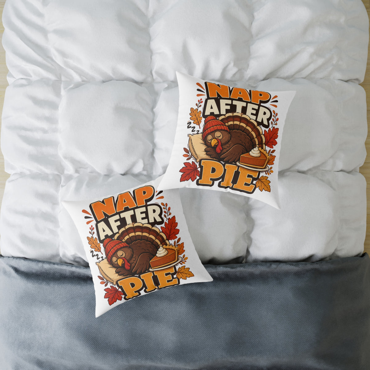Thanksgiving Pillow — 'Nap After Pie' Turkey Throw Pillow