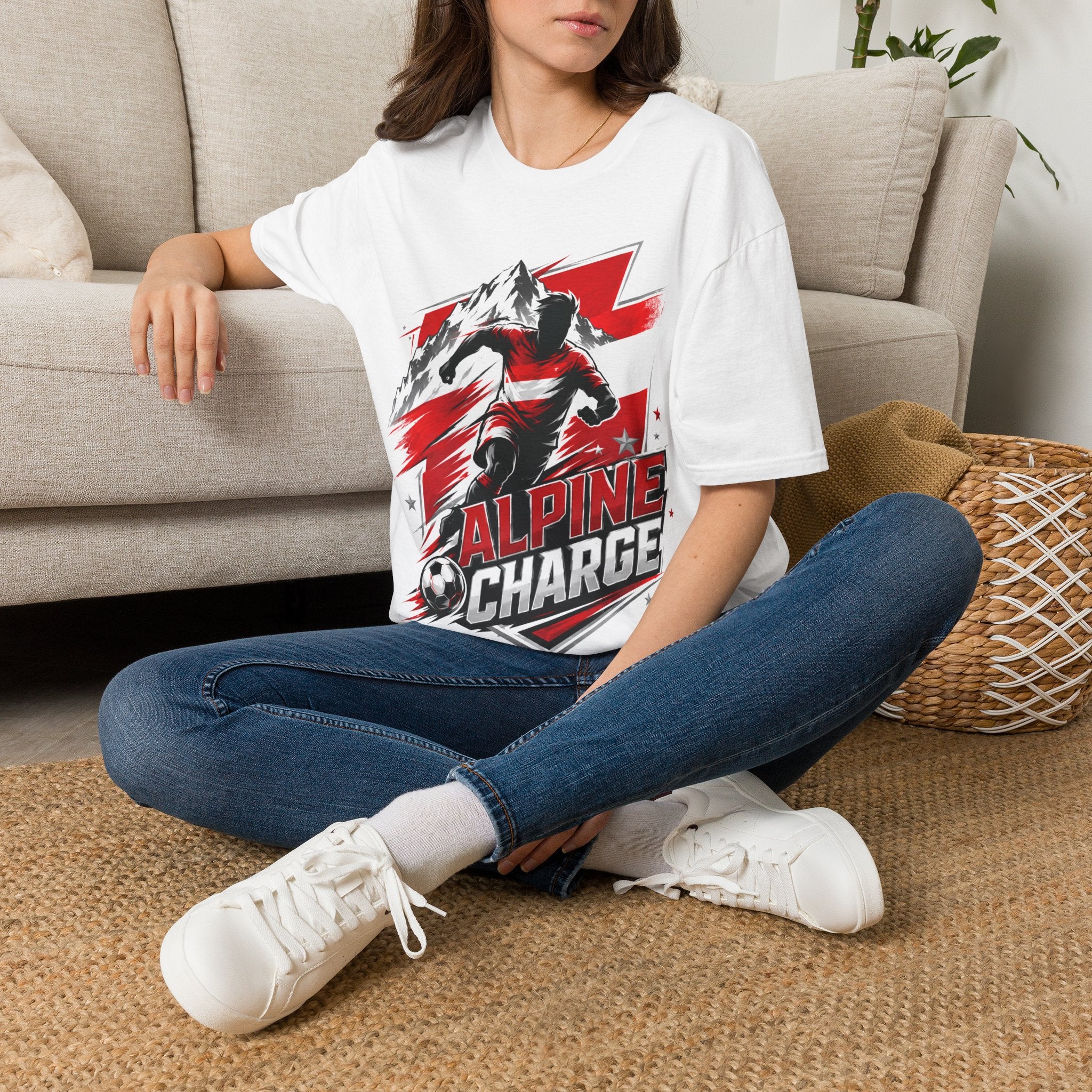 Austria  Alpine Charge Soccer T-Shirt — Mountain Football Graphic Tee -