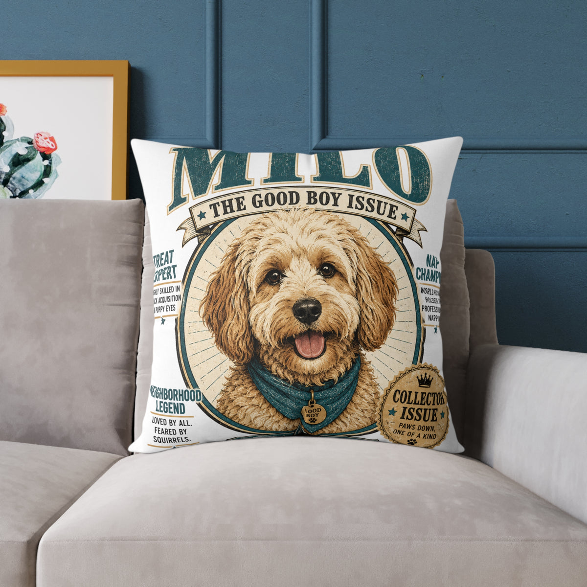Milo "The Good Boy Issue" Decorative Pillow  Milo Bailey Dog Dad Mom