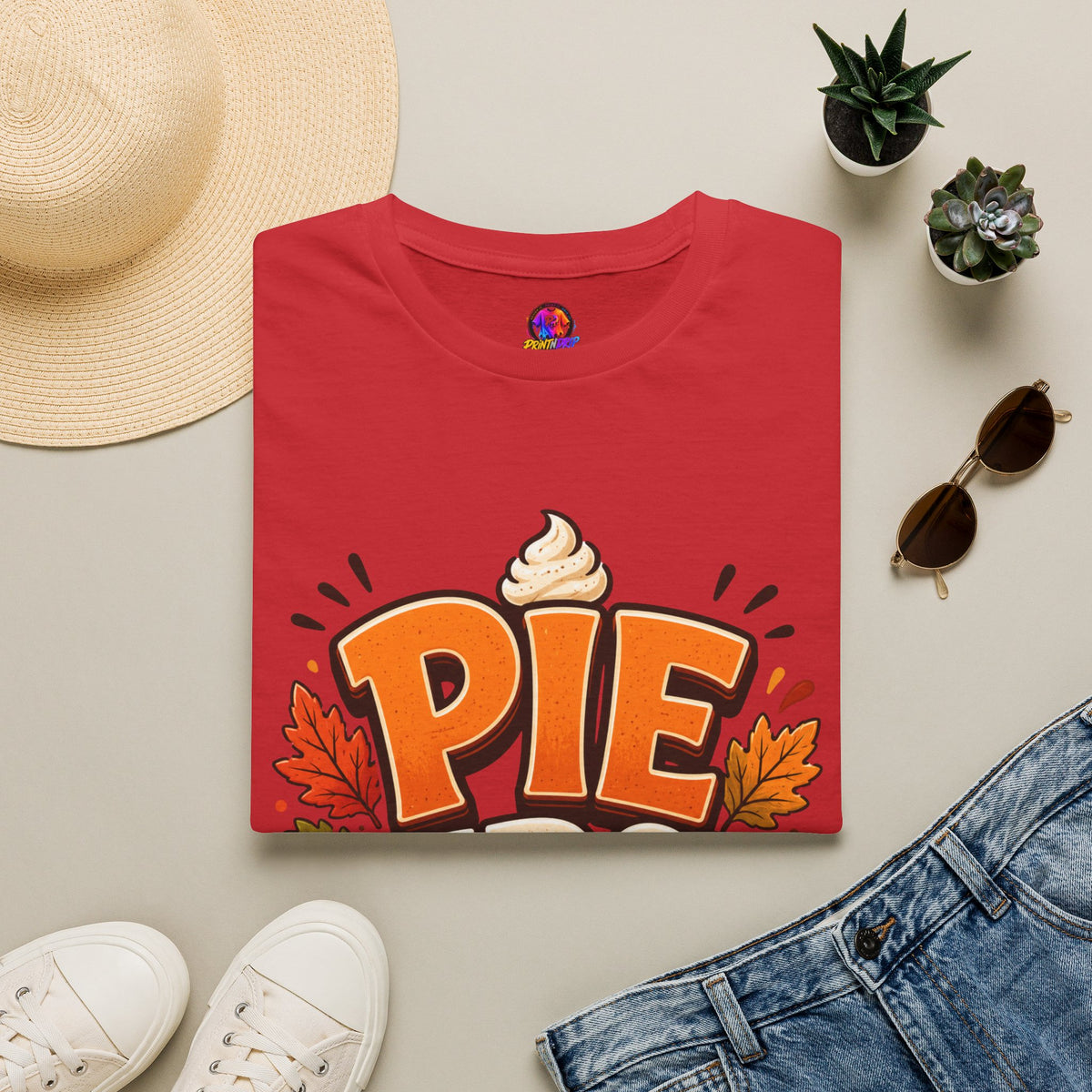 Thanksgiving T-Shirt Pie First T-Shirt — Funny Thanksgiving Pumpkin Pie Graphic Tee