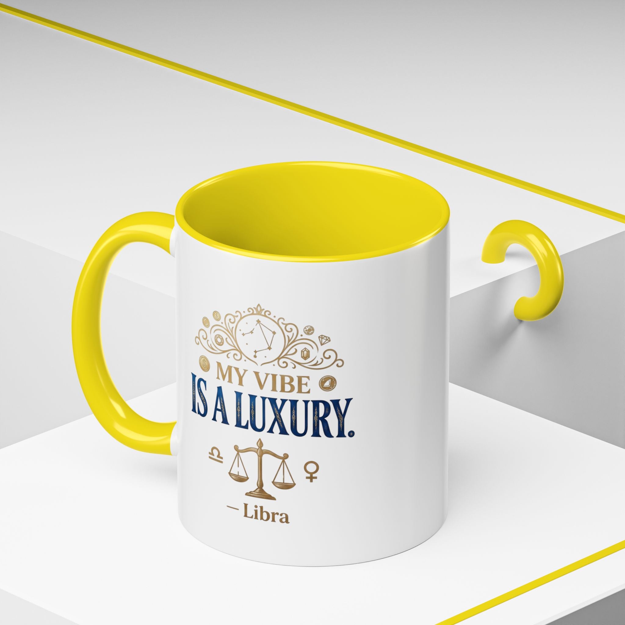 Libra Coffee Mug — "My Vibe Is A Luxury" Zodiac Accent Mug