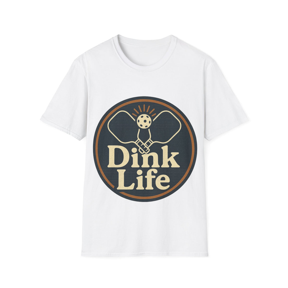"Dink Life" Retro Pickleball Circular Badge Tee - Aesthetic Sports Court Paddle White T-Shirt - Trending Now - September 2026