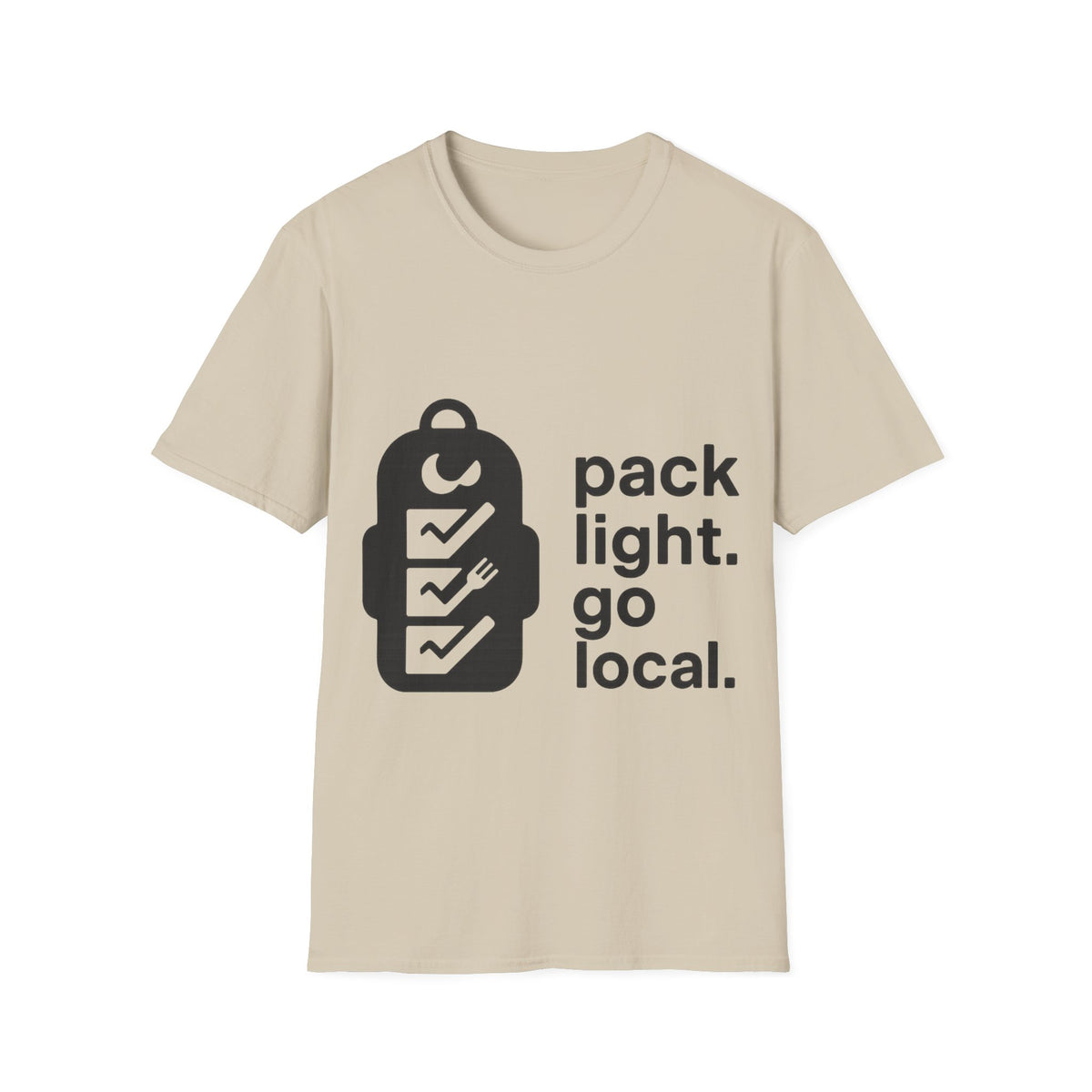 "Pack Light, Go Local" Backpacking Hiking Graphic Tee - Minimalist Outdoor Travel White T-Shirt - Trending Now - September 2026