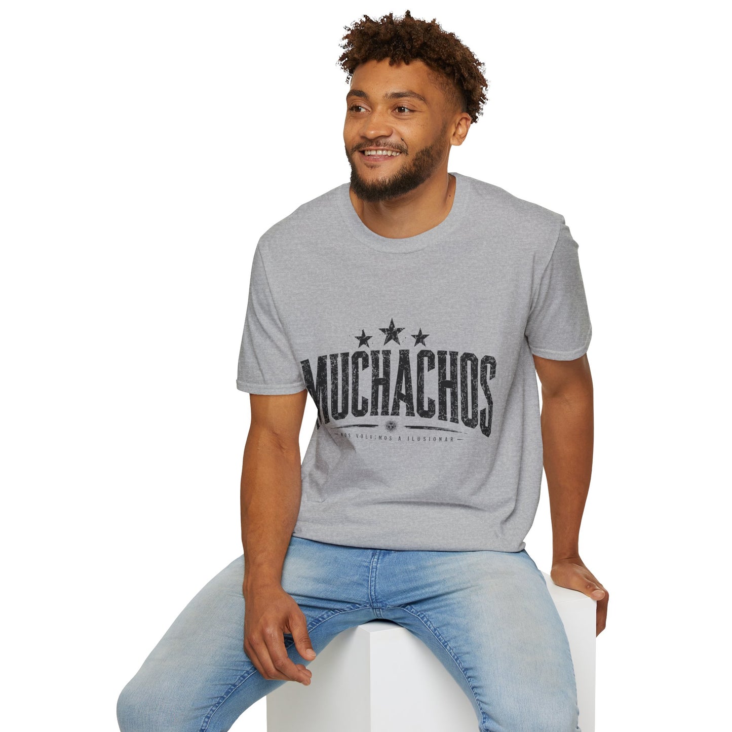 Muchachos Graphic T‑Shirt — Vintage Distressed Crew Tee - Argentina Song, slogan, favorite chant
