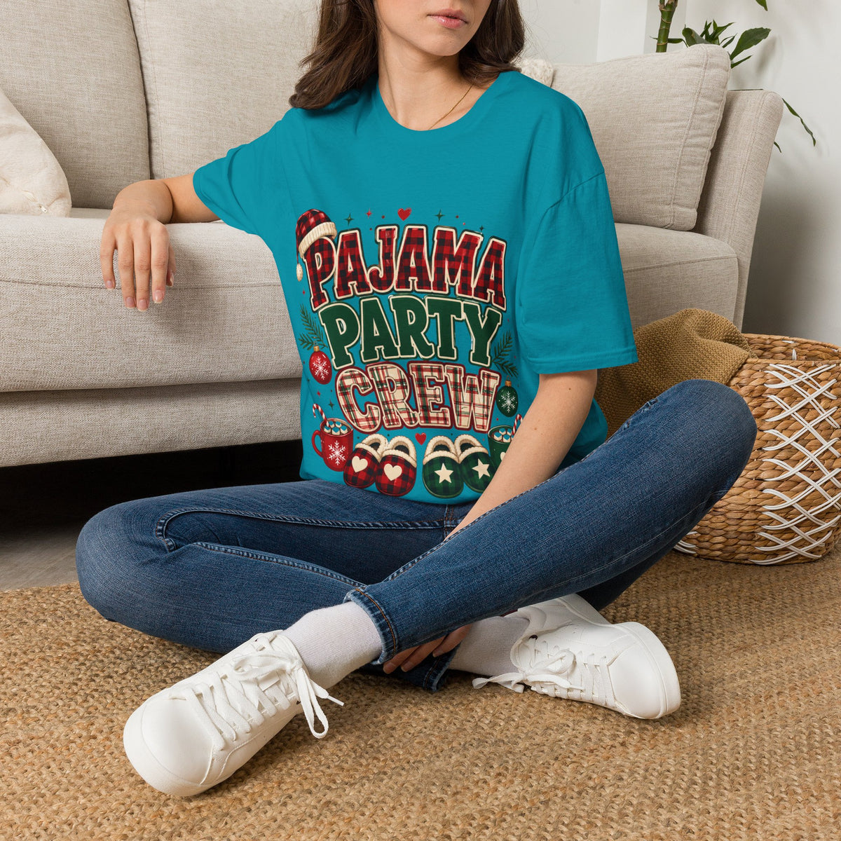 Pajama Party Crew T‑Shirt — Festive Christmas Lounge Tee