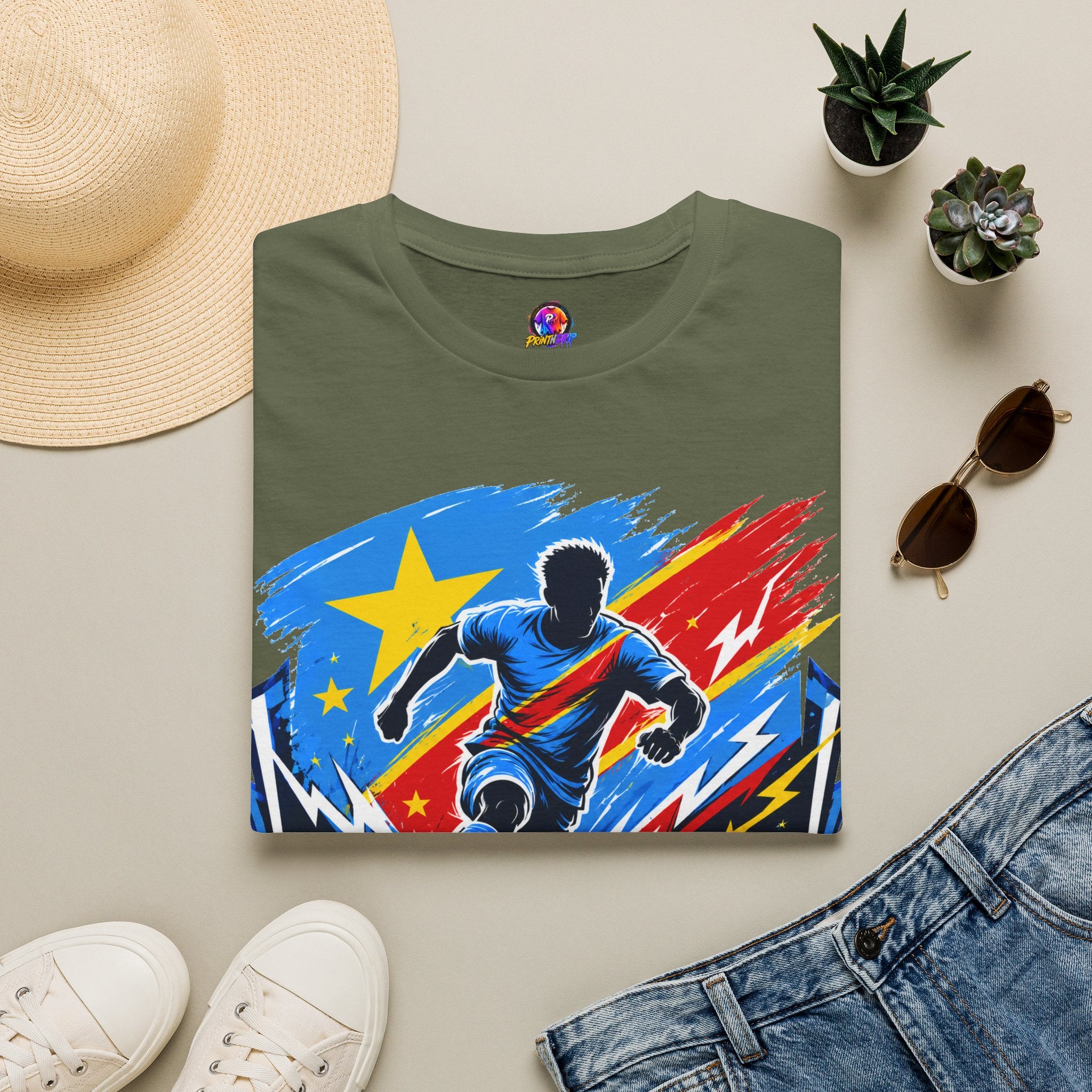 Congo Soccer T-Shirt — Congo Blue Rise Football Fan Tee