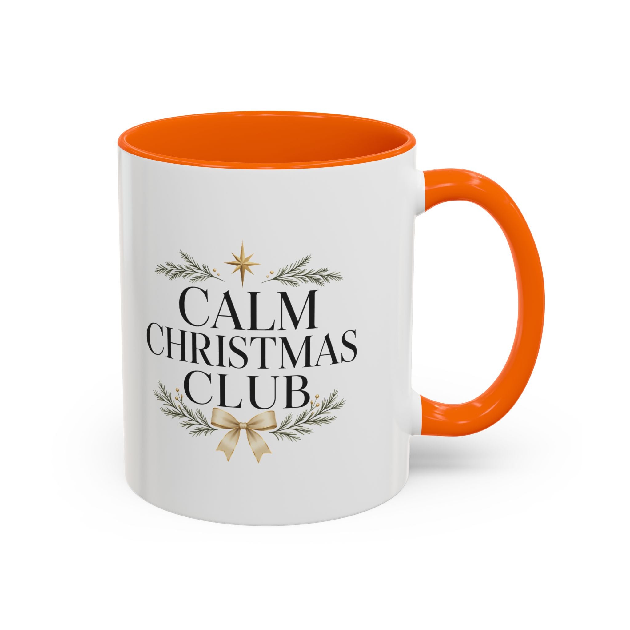 Christmas Calm Christmas Club Accent Coffee Mug — Holiday Floral Wreath