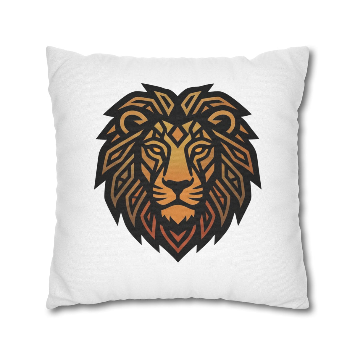 Leo Lion Head Decorative Pillowcase — Geometric Tribal Lion Throw Pillow Cover