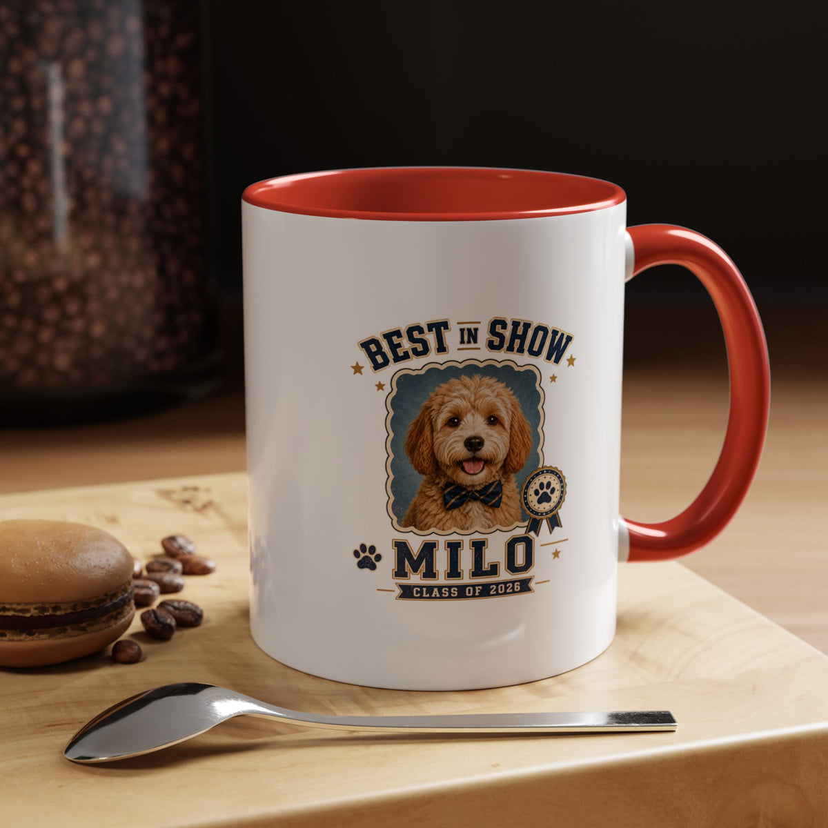Milo Bailey Dog Dad Mom Best in Show Milo Personalized Dog Coffee Mug — Custom Pet Name Accent Mug