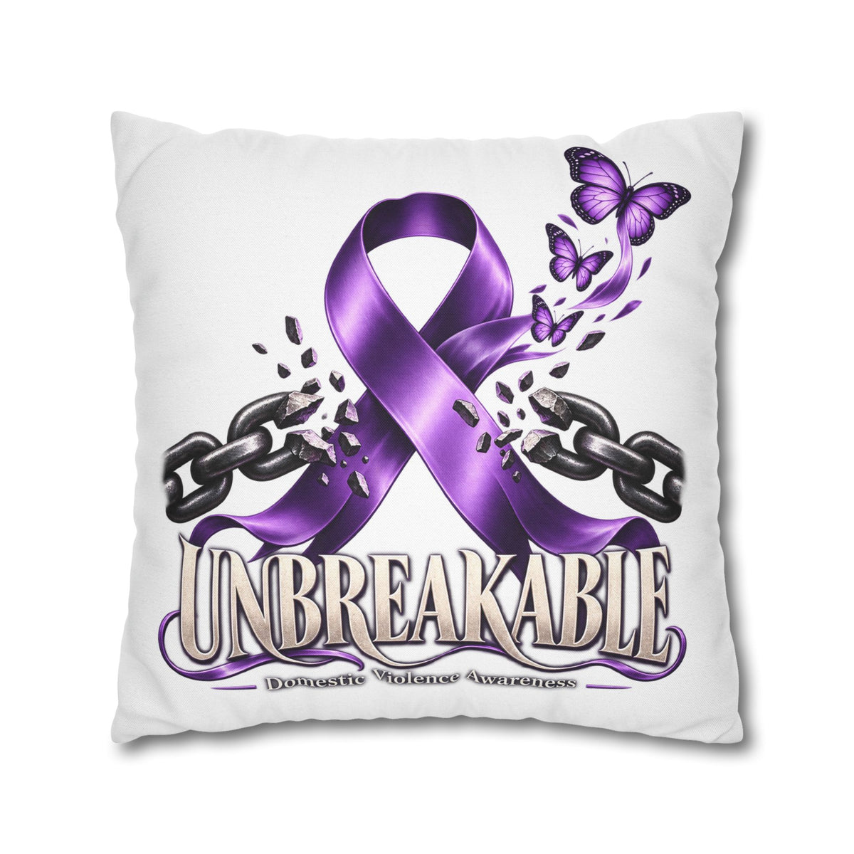 Domestic Violence Unbreakable Purple Ribbon Decorative Pillowcase