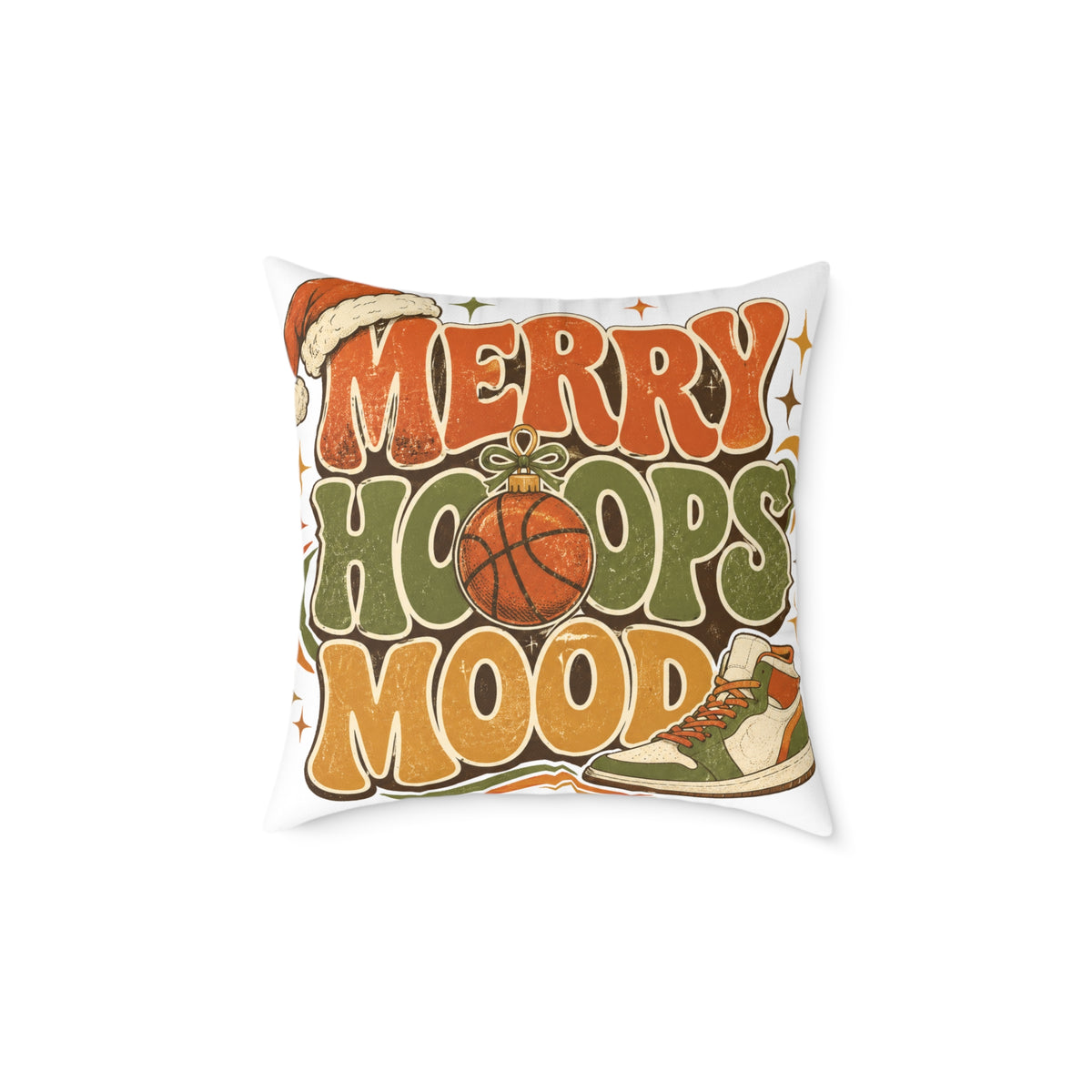 Merry Hoops Mood Modern Day Christmas Square Poly Canvas Pillow