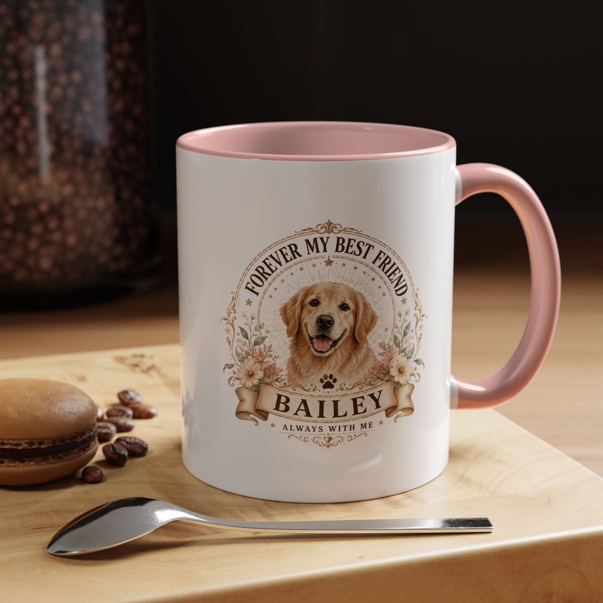 Milo Bailey Dog Dad Mom Golden Retriever Coffee Mug — “Forever My Best Friend” Personalized Dog Mug (Bailey)