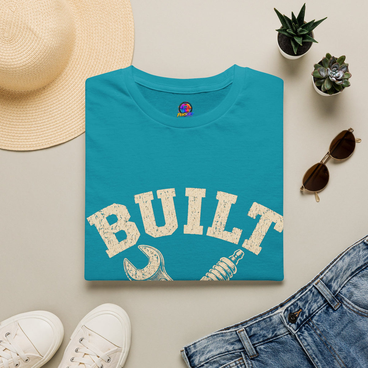 Built Not Bought T-Shirt — Mechanic Wrench & Spark Plug Vintage Tee