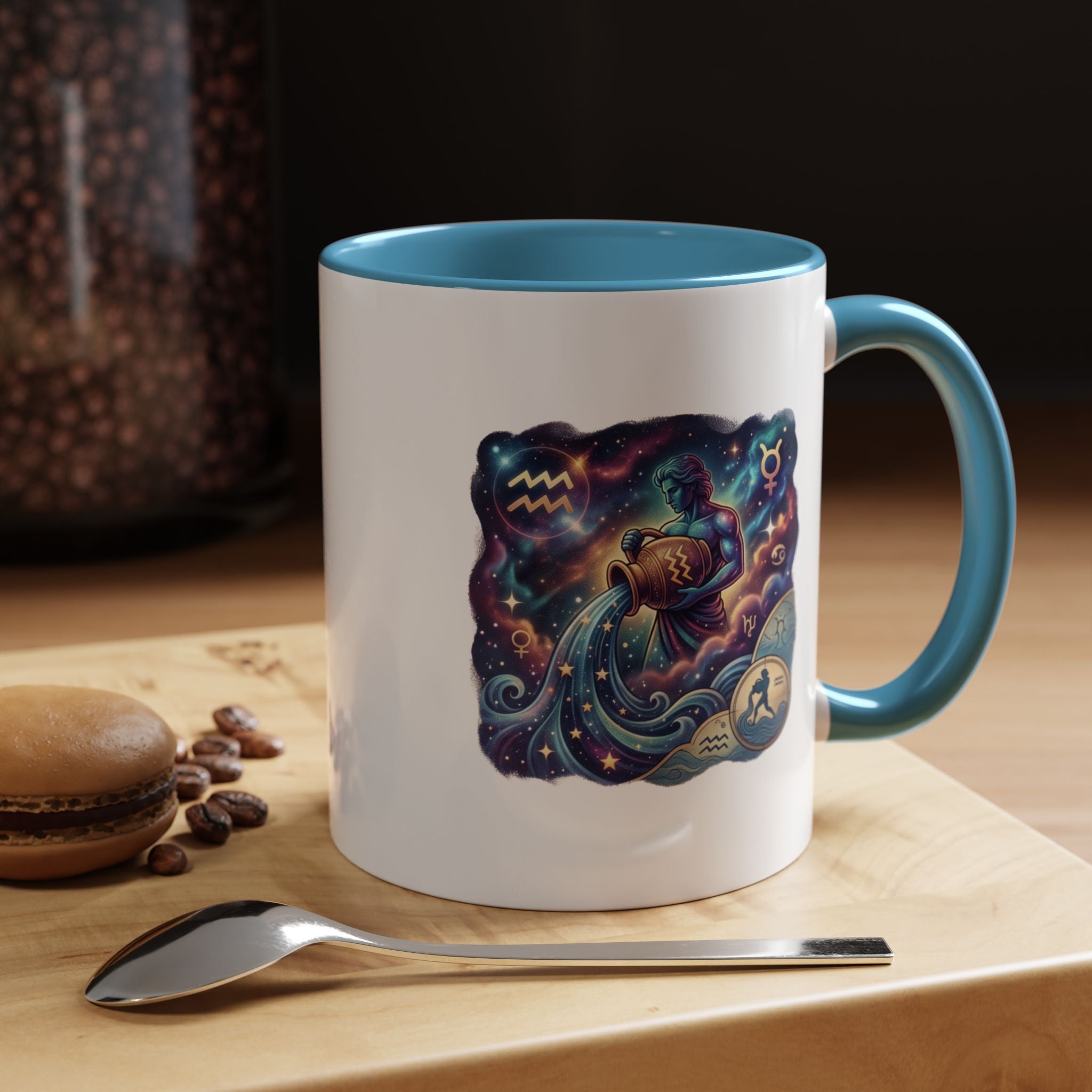 Aquarius Zodiac Coffee Mug — Celestial Water Bearer Accent Mug