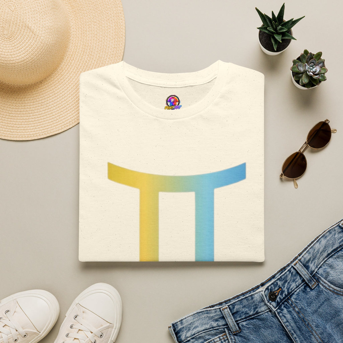 Gemini Drip Zodiac T-Shirt — Rainbow Gemini Symbol Tee