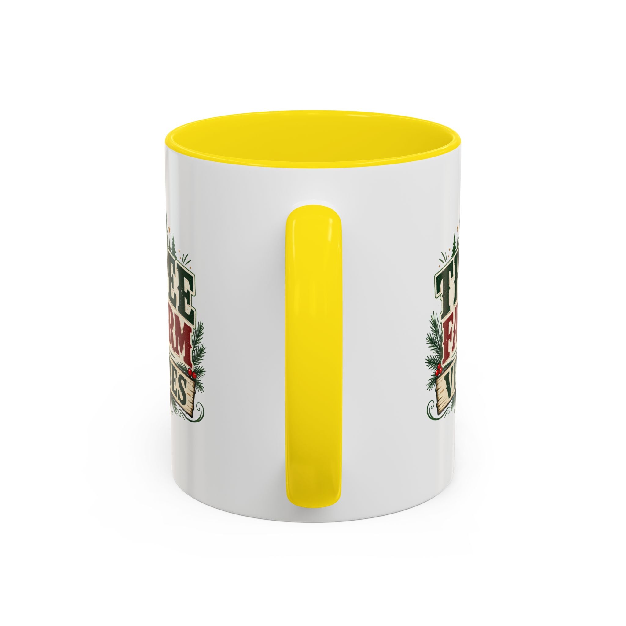 Tree Farm Vibes Accent Coffee Mug — Rustic Christmas Holiday Coffee Cup