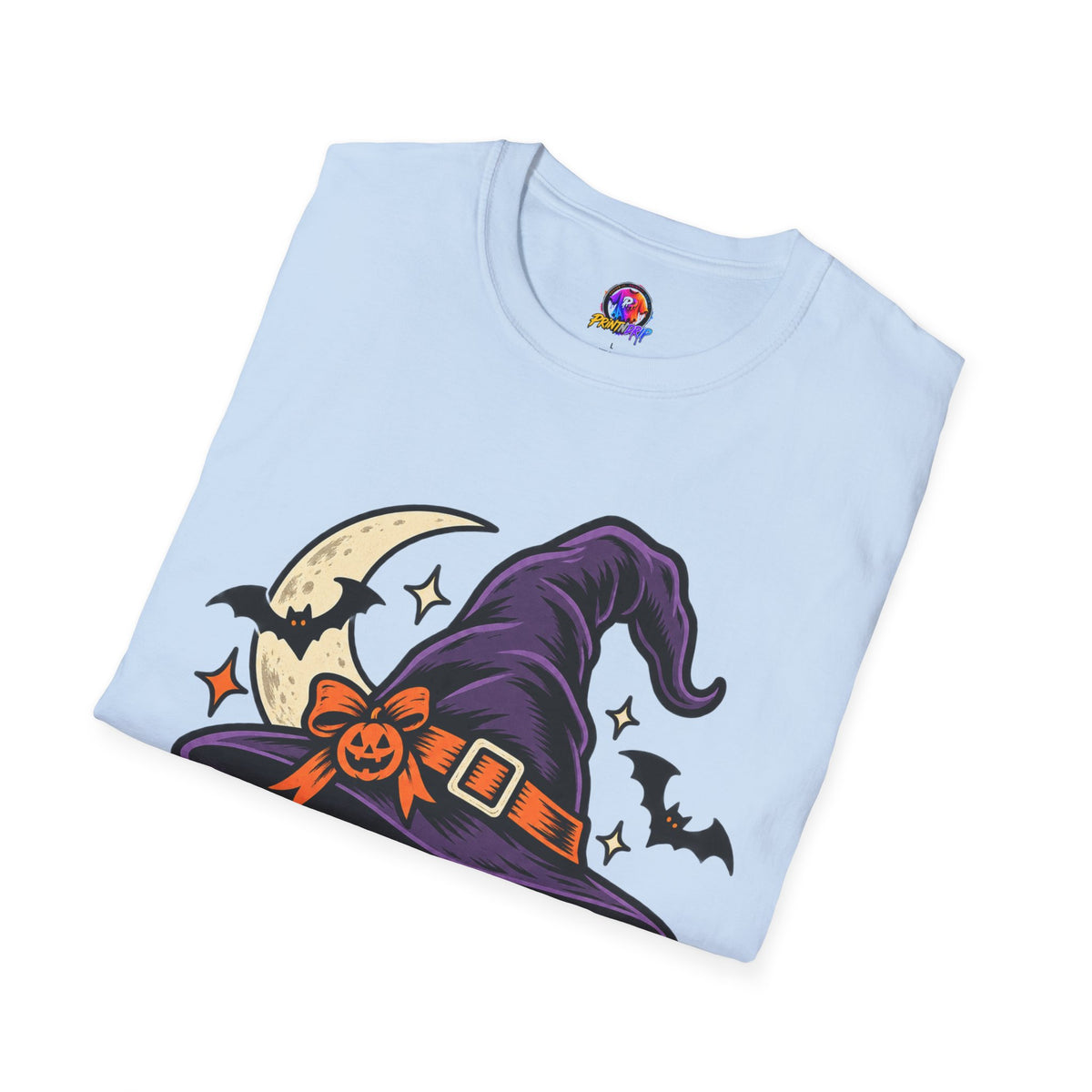 Midnight Mischief Halloween T-Shirt — Witch Hat & Bats Graphic