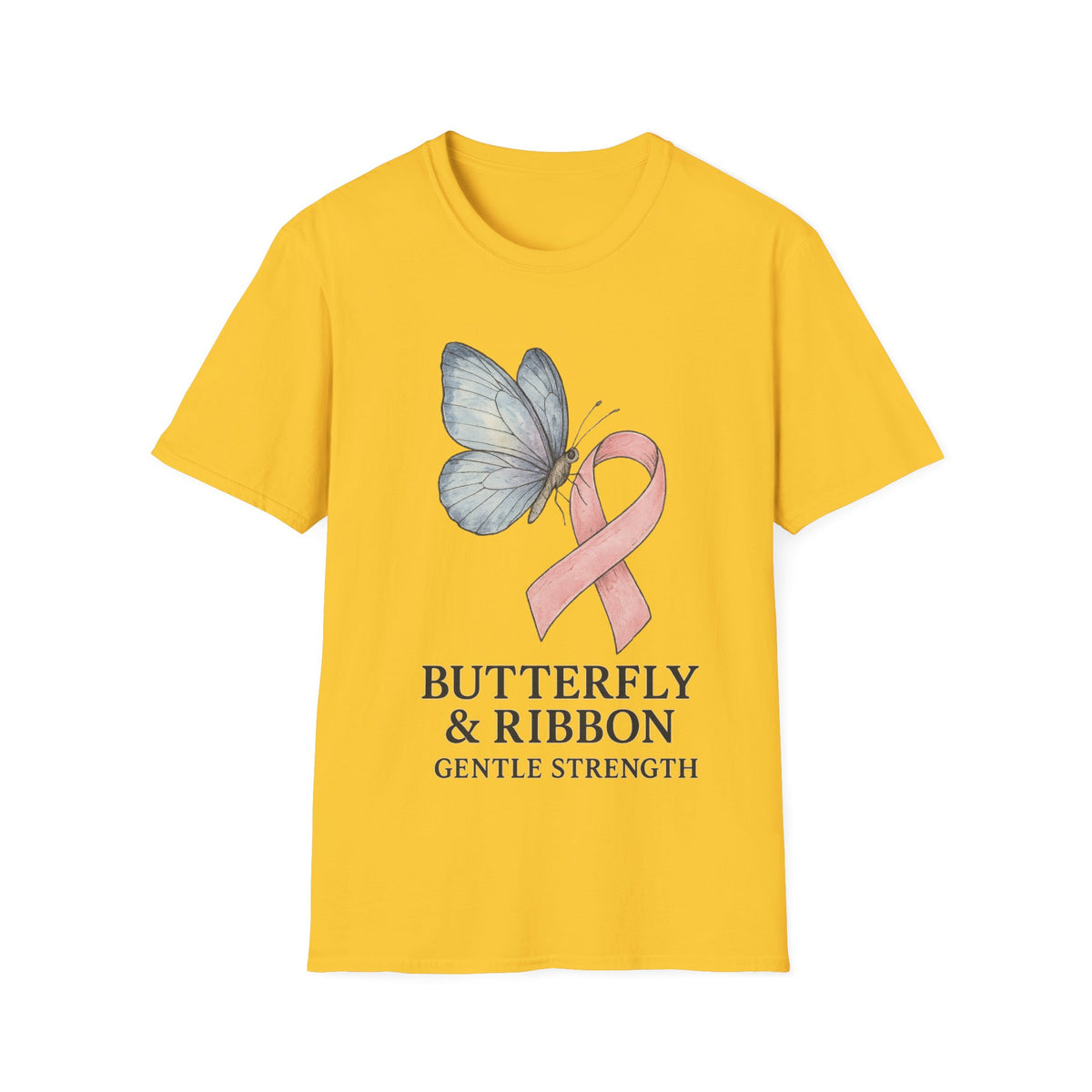 Butterfly and Ribbon Gentle Strength Graphic Tee, Pink Ribbon Breast Cancer T-Shirt - Trending Now - September 2026
