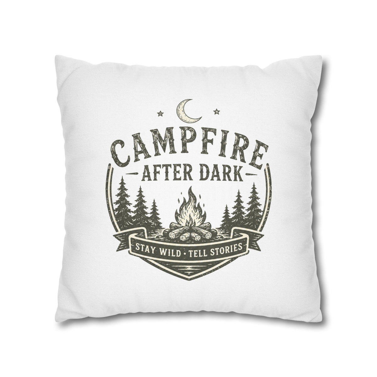 Campfire After Dark Pillowcase Milo Bailey Dog Dad Mom — Rustic Camping Throw Pillow Cover