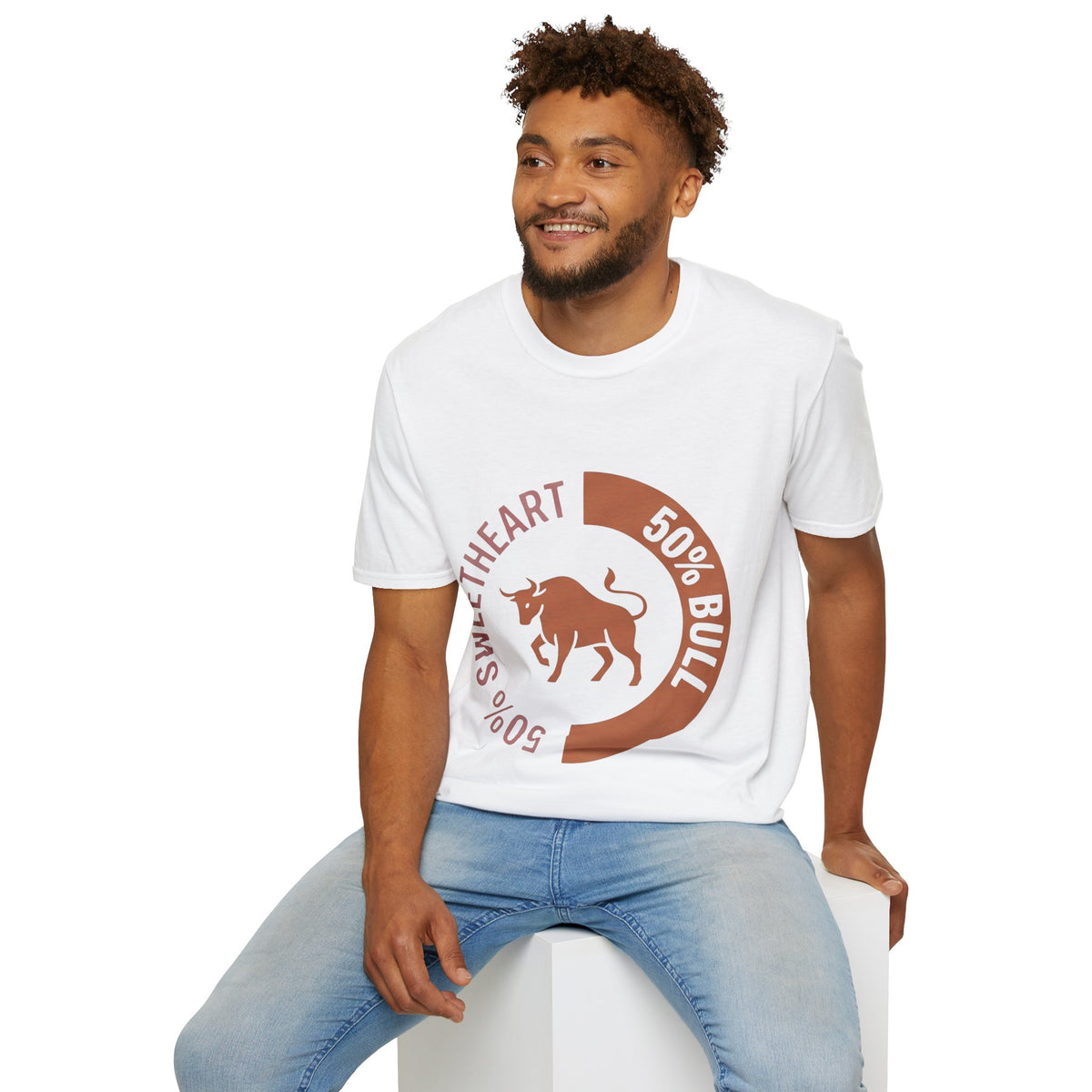 Bull Percentage Graphic T-Shirt — "50% Bull, 50% Sweetheart" Casual Tee