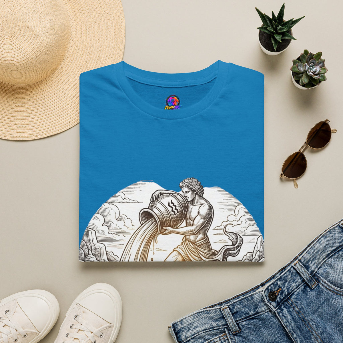 Aquarius Zodiac T-Shirt — Vintage Water Bearer Astrology Tee