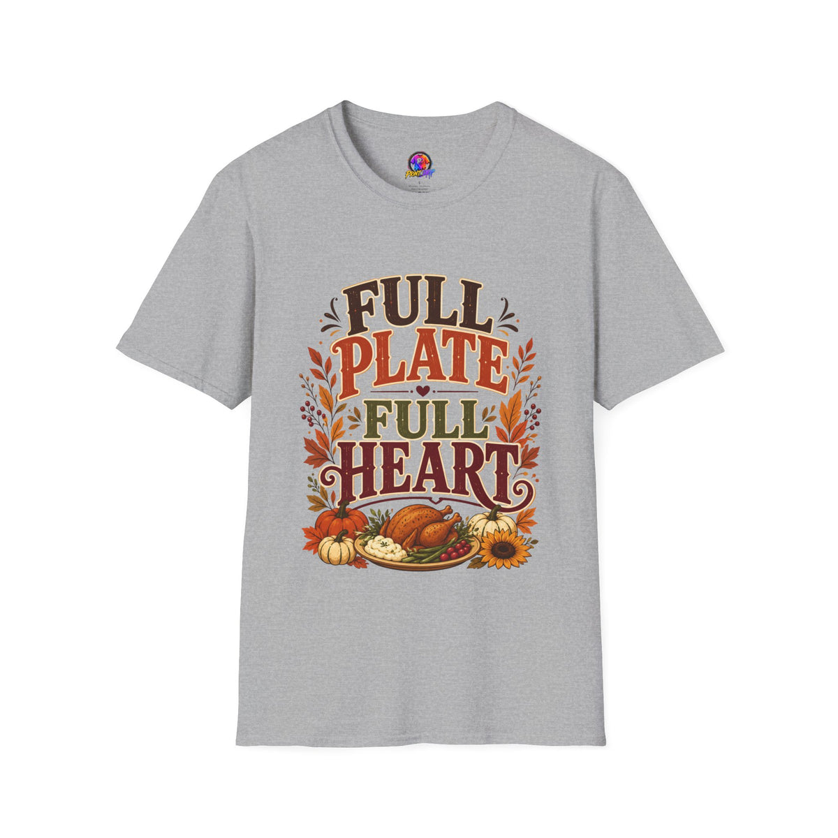 Thanksgiving T-Shirt - "Full Plate Full Heart" Fall Harvest Tee