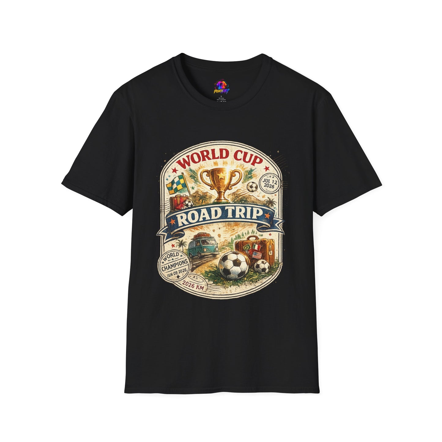 World Cup Road Trip T-Shirt — Vintage Soccer Trophy Design