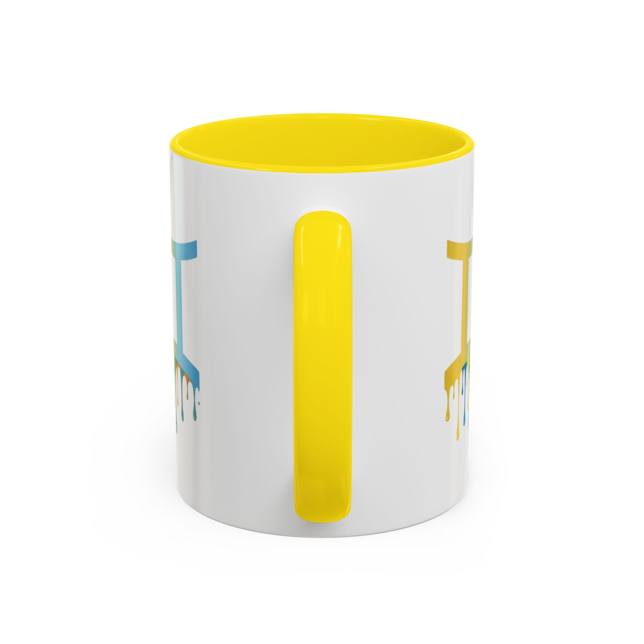 Gemini Zodiac Coffee Mug - Dripping Rainbow Gemini Symbol Accent Mug