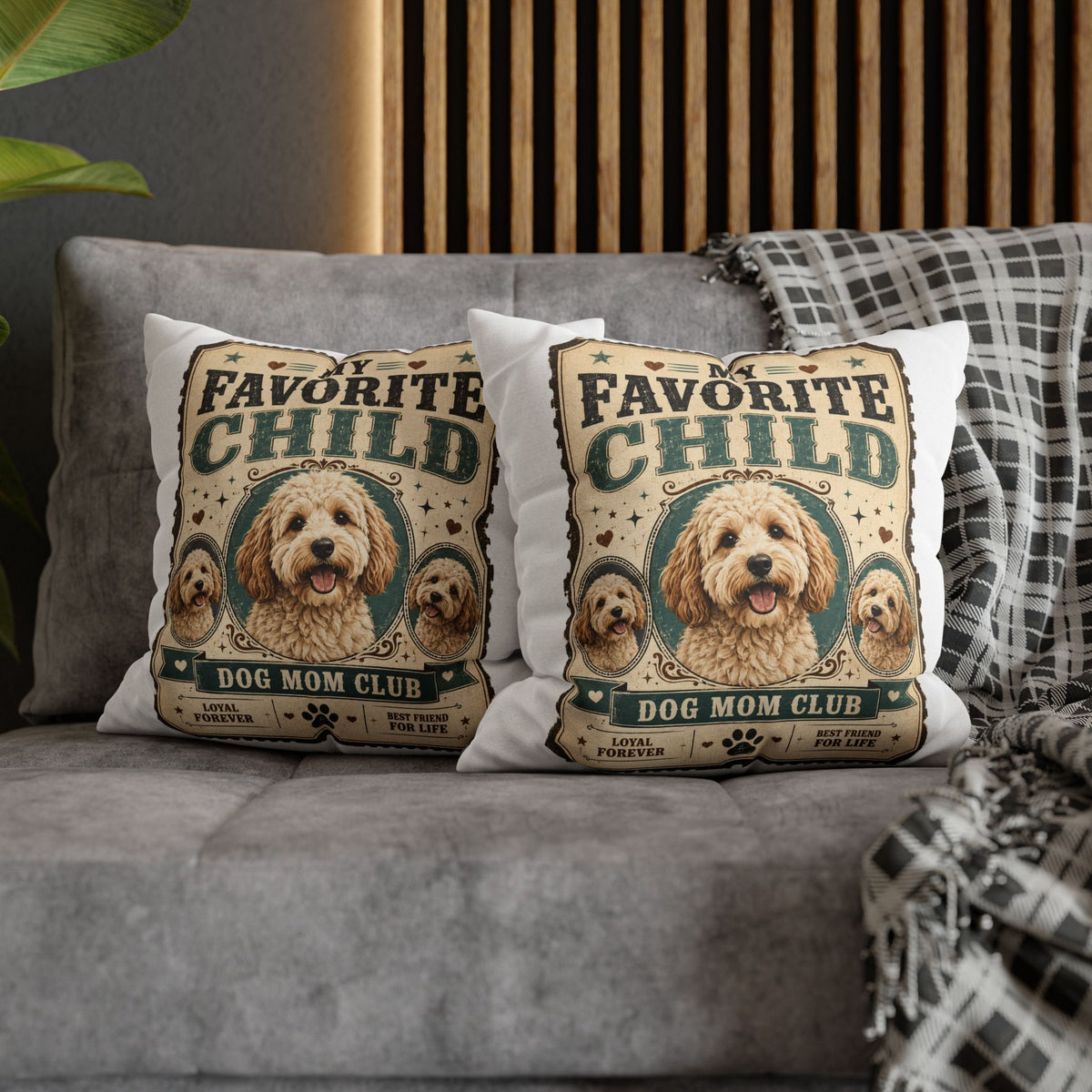 My Favorite Child Dog Mom Club Pillowcase Milo Bailey Dog Dad Mom – Cute Doodle Pet Throw Pillow