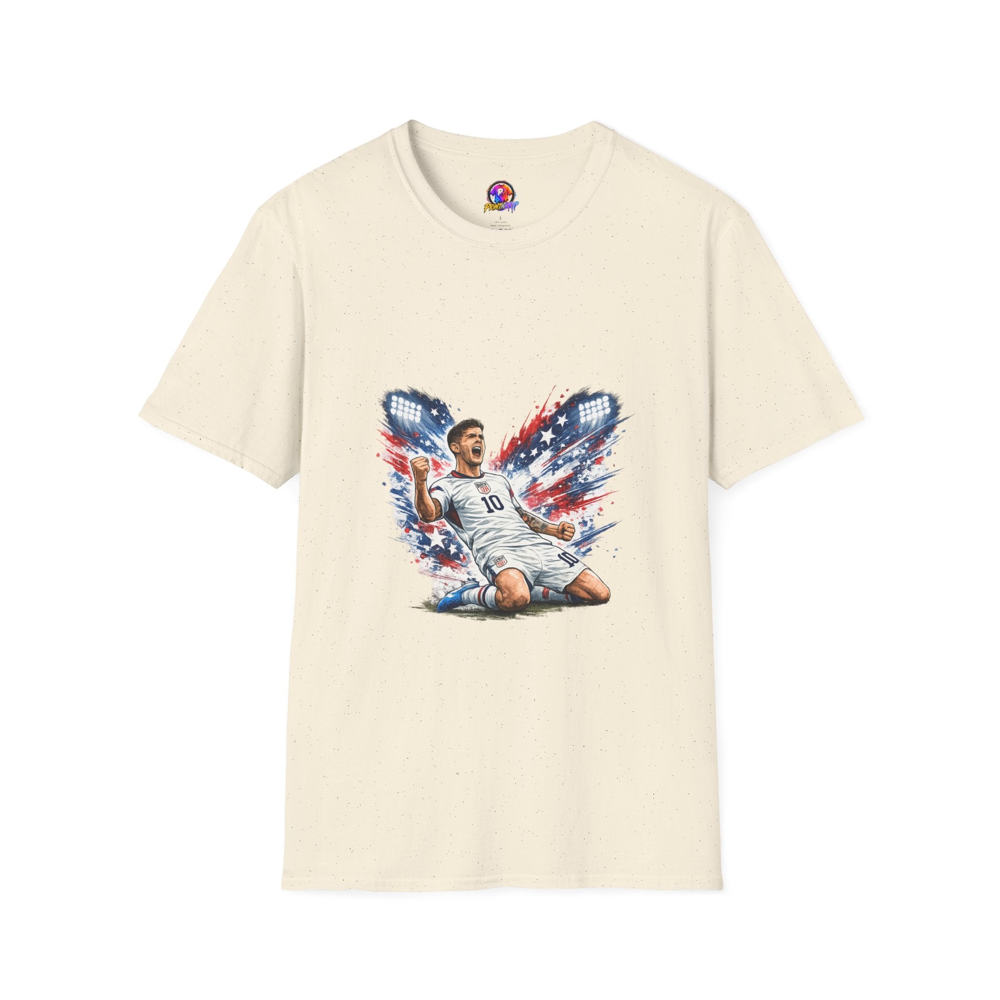 USA Soccer Player Flag T-Shirt — Patriotic Football Fan Tee
