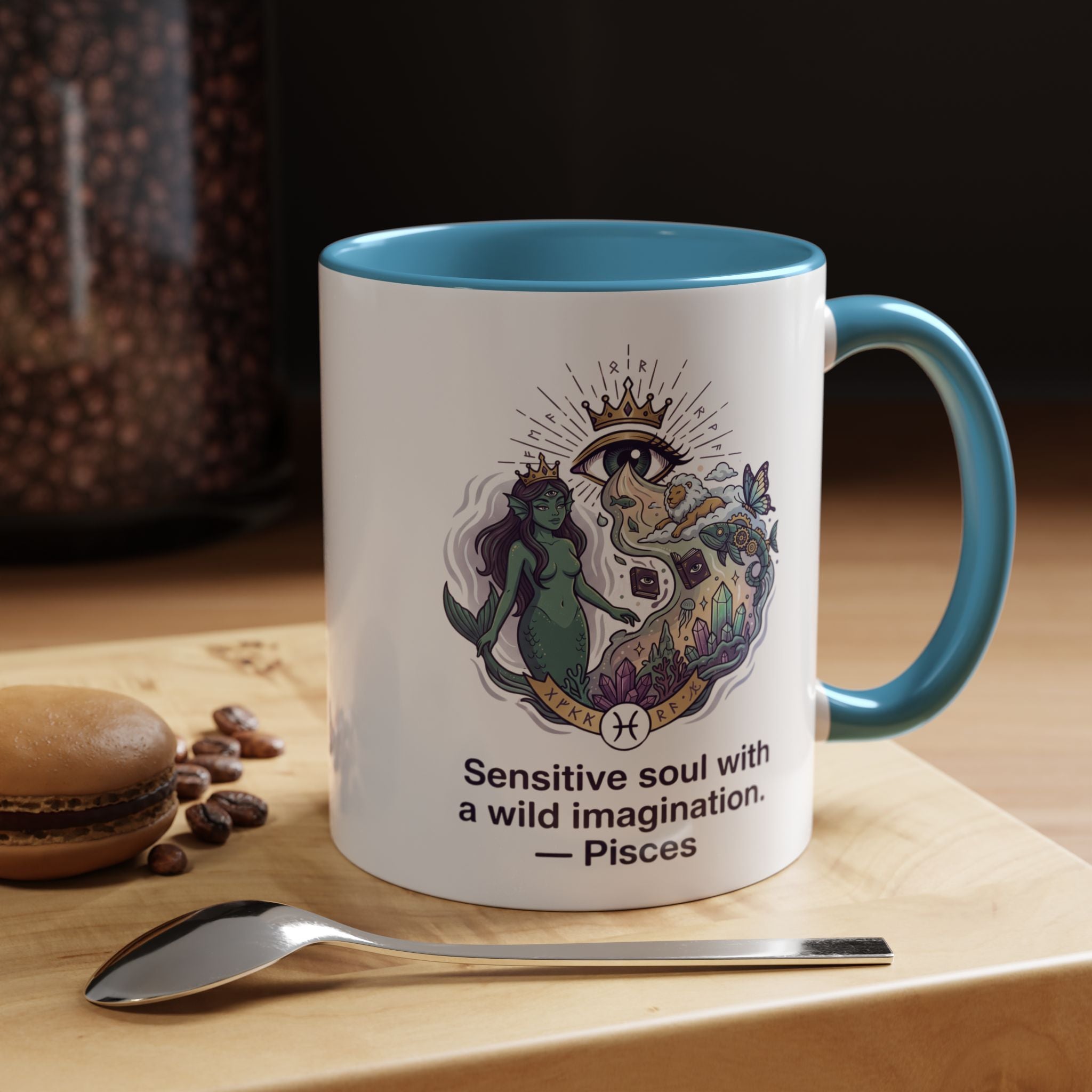 Pisces Coffee Mug — "Sensitive soul with a wild imagination" Astrological Zodiac Accent Mug