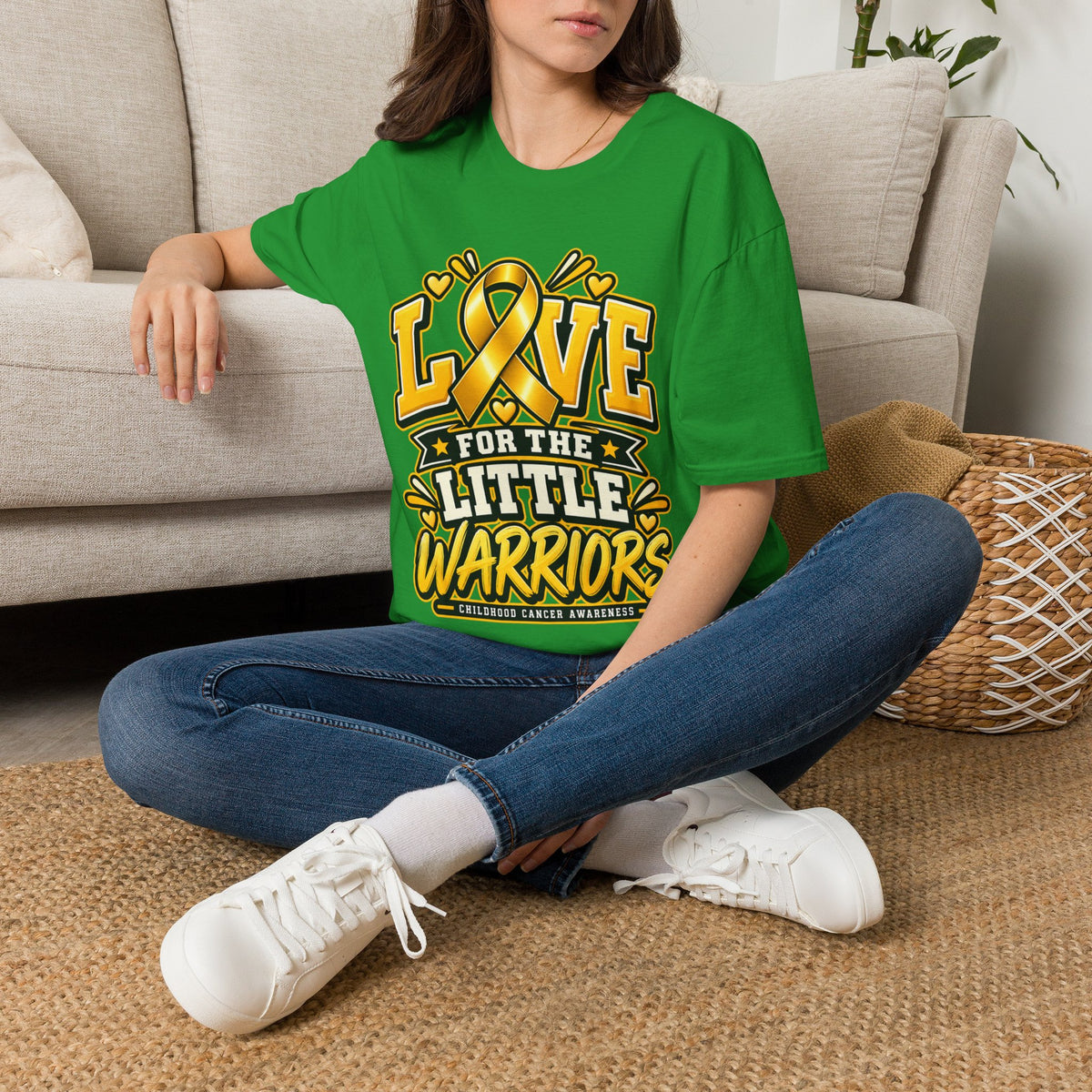 Childhood Cancer Awareness T-Shirt — "Love for the Little Warriors" Yellow Ribbon