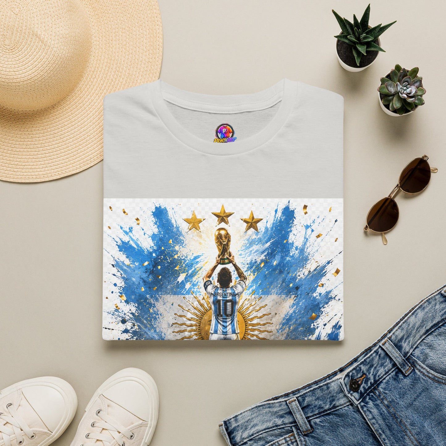 Argentina World Champions T‑Shirt — Soccer World Cup 3 Stars Tribute