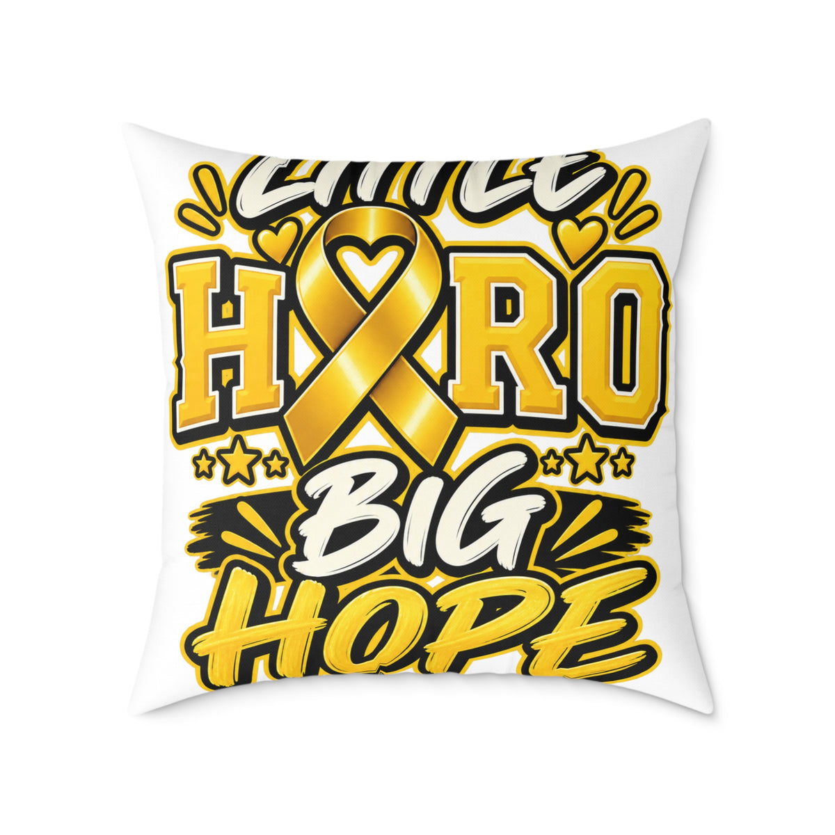 Awake Hero Big Hope Pillow —Childhood  Cancer Awareness Yellow Ribbon Square Throw Pillow