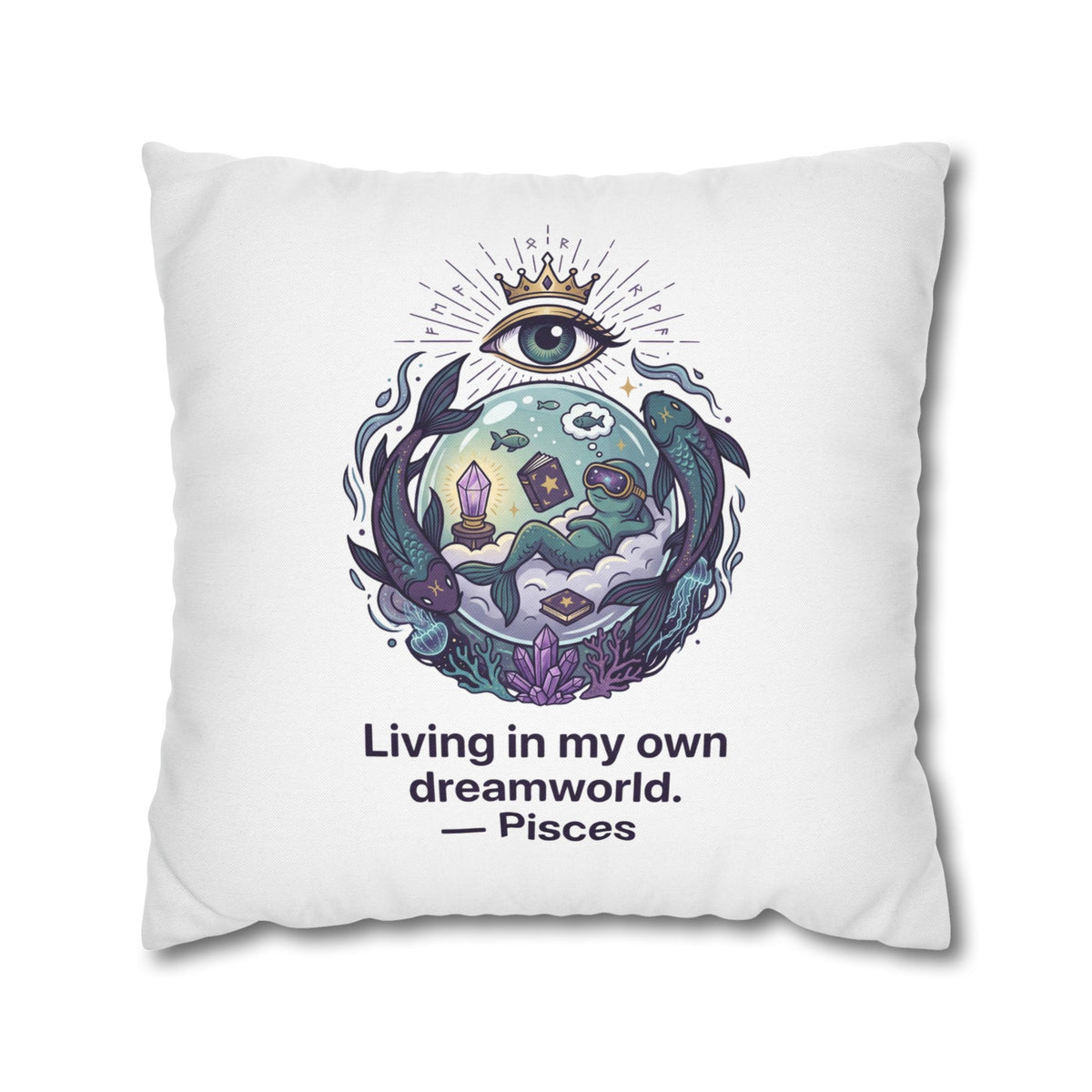 Pisces Dreamworld Decorative Pillowcase — "Living in my own dreamworld" Zodiac Cushion Cover