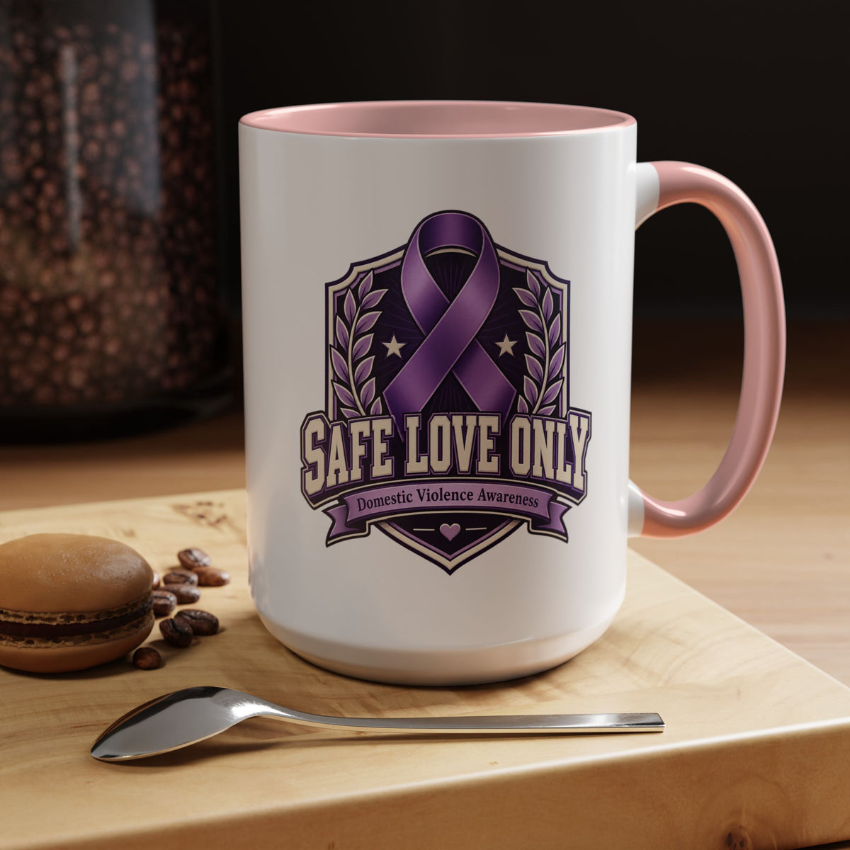 Coffee Mug — "Safe Love Only" Domestic Violence Awareness (Purple Ribbon)