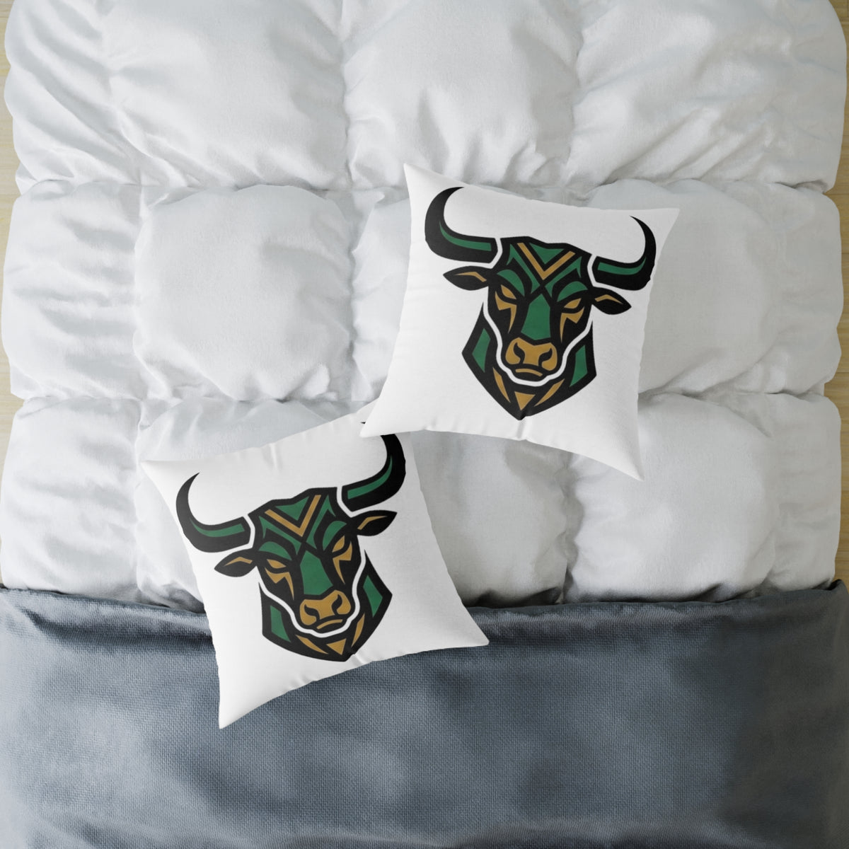 Astrological Taurus Zodiac Colorful Bull Head  Square Poly Canvas Pillow
