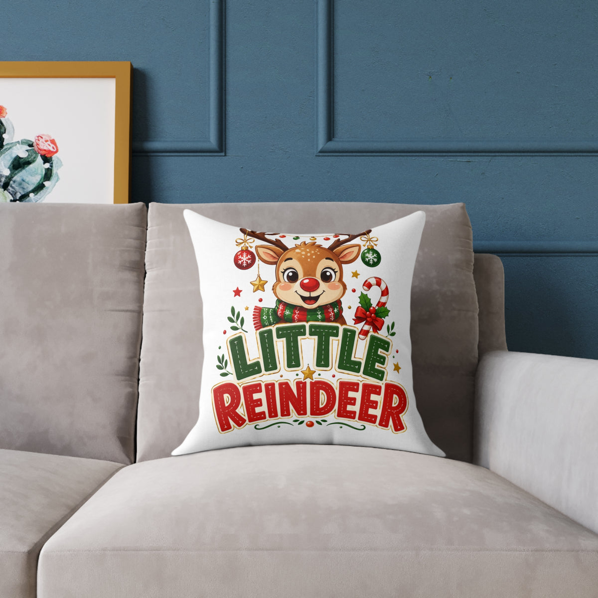 Little Reindeer Christmas Throw Pillow - Cute Kids Holiday Decor