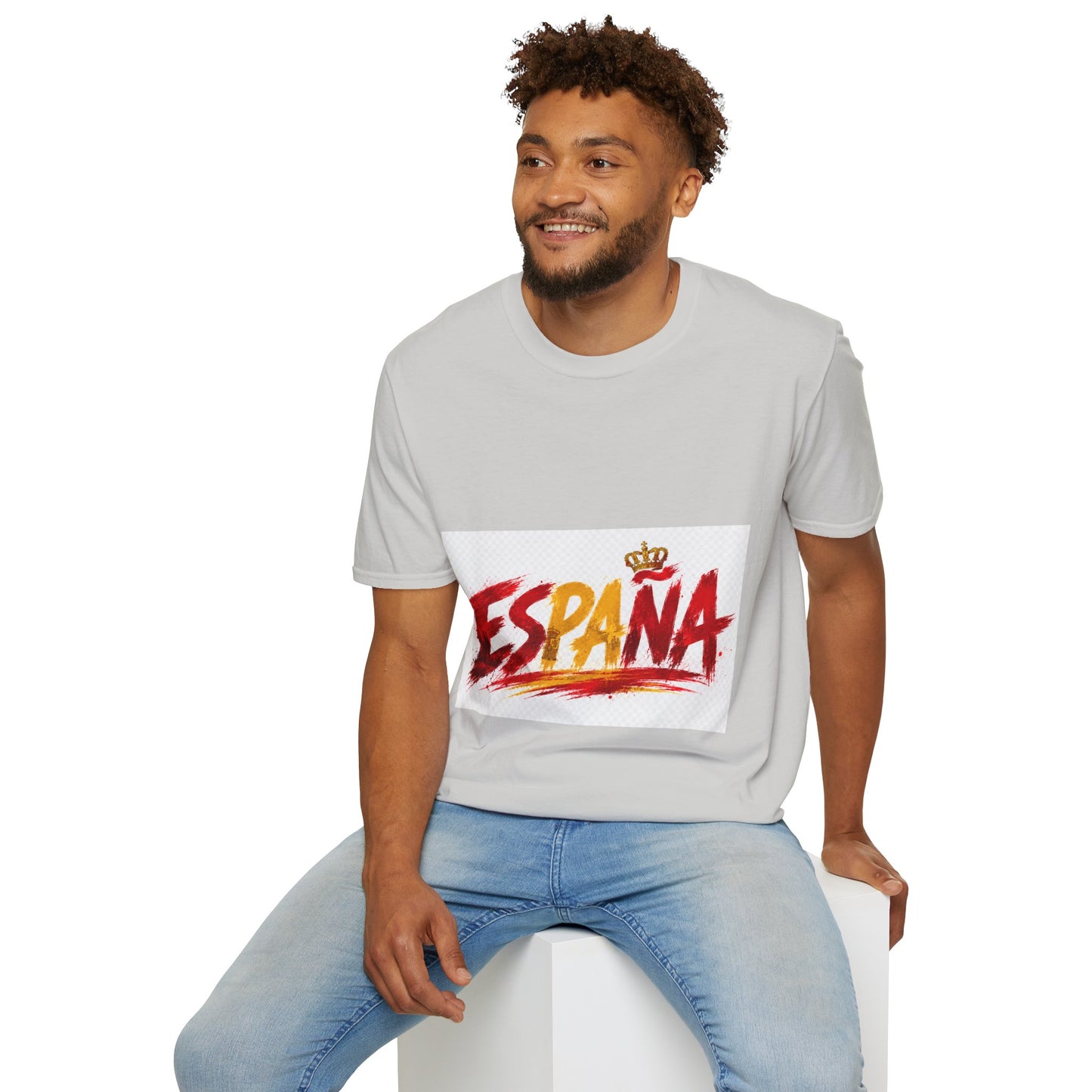 Spain  Graphic T-Shirt — Spanish Flag Brushstroke Design with Crown